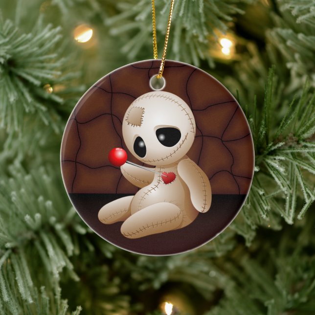 Voodoo Doll Cartoon in der Liebe Keramik Ornament (Baum)
