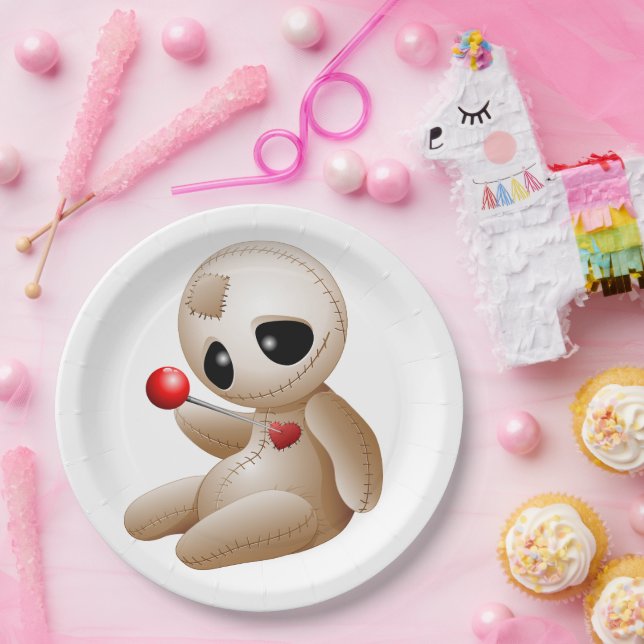 Voodoo Doll Cartoon in der Liebe Pappteller (Party)