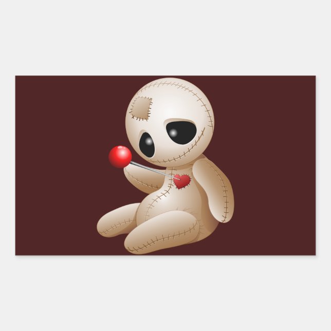 Voodoo Doll Cartoon in der Liebe Rechteckiger Aufkleber (Vorderseite)
