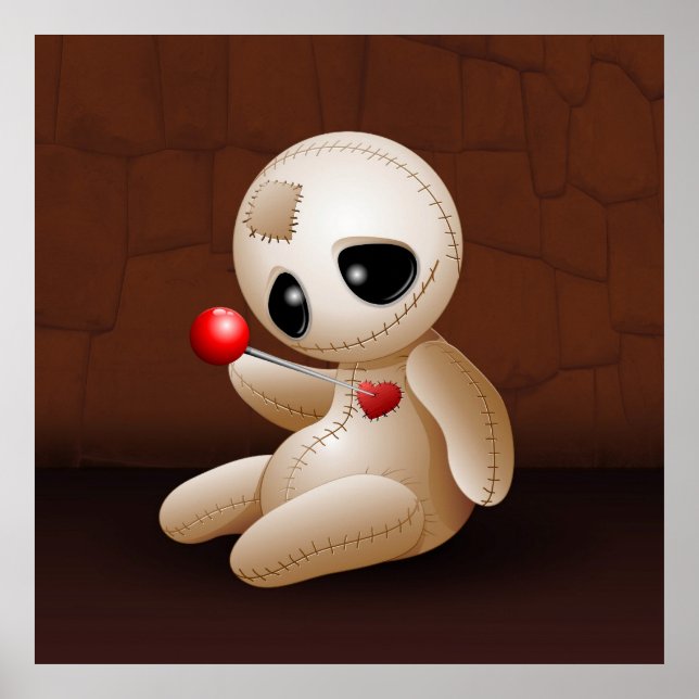 Voodoo Doll Cartoon in Liebe-Plakaten Poster (Vorne)