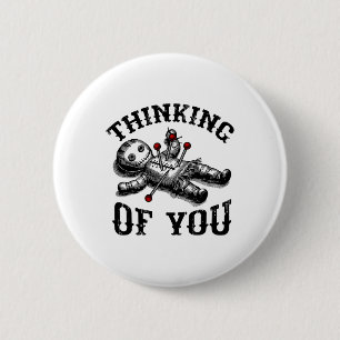 Voodoo Doll denken Sie lustig Goth Halloween C Button