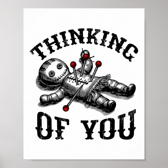 Voodoo Doll denken Sie lustig Goth Halloween C Poster (Vorne)