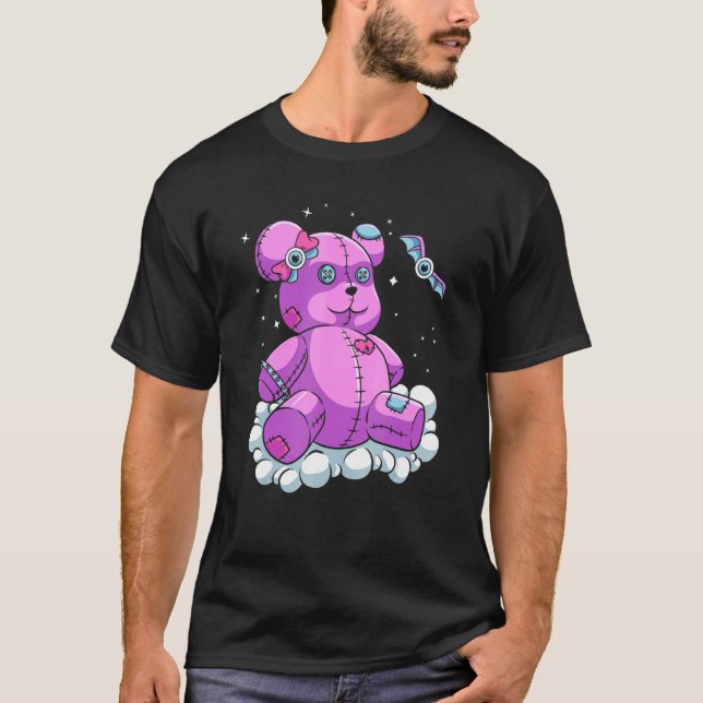 Voodoo Doll Pastel Goth Teddy Bear Witchcraft Hall T-Shirt (Vorderseite)