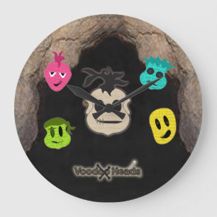 Voodoo Heads ~ Höhle Große Wanduhr