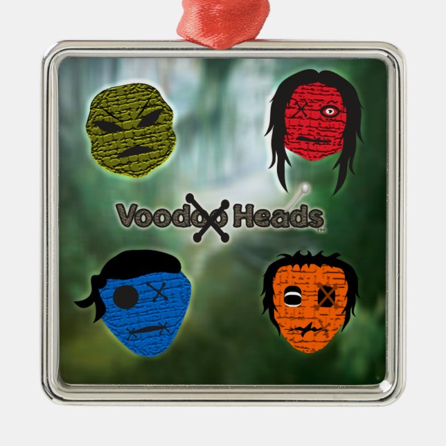 Voodoo Heads ~ Sumpf Silbernes Ornament (Vorne)