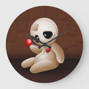 Voodoo-Puppen-Cartoon in der Liebe Große Wanduhr