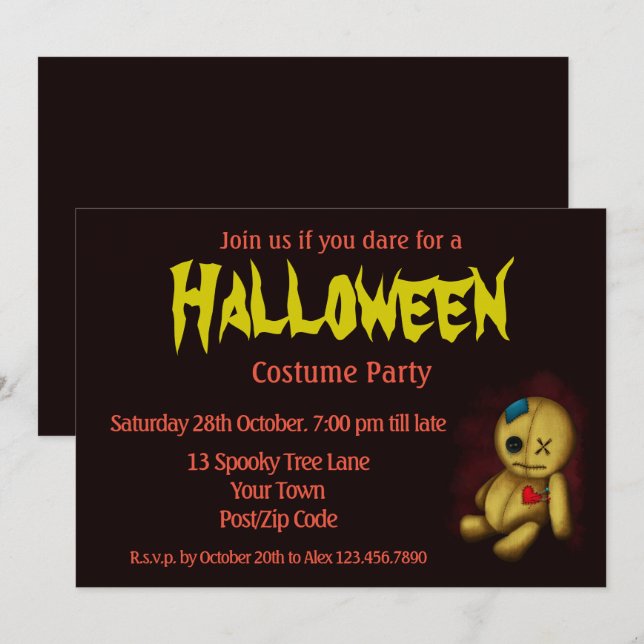 Voodoo Rag Doll mit Schaltflächen Patches und Butt Einladung (Vorne/Hinten)