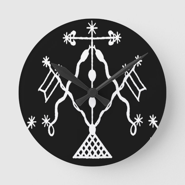 VooDou Tribal Decor Runde Wanduhr (Vorderseite)