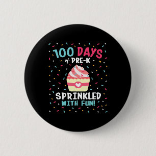 Vor 100 Tagen Schulmädchen Sprinkled Fun Cupca Button