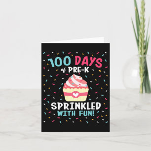 Vor 100 Tagen Schulmädchen Sprinkled Fun Cupca Karte