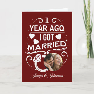 Vor 1 Jahr Got ich Verheiratet 1. Hochzeitstag Karte