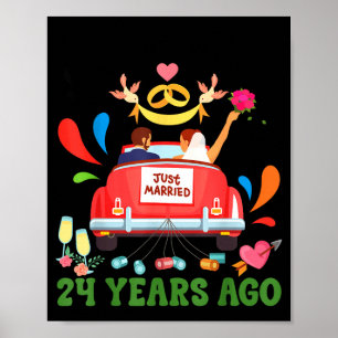 Vor 24 Jahren geheiratet lustiges 24. Hochzeitstag Poster