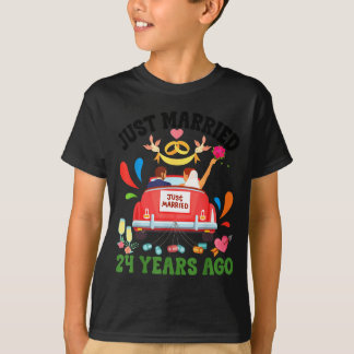Vor 24 Jahren geheiratet lustiges 24. Hochzeitstag T-Shirt