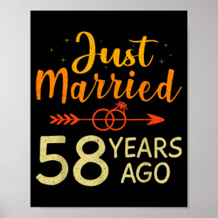 Vor 58 Jahren geheiratet Romantische Illustration Poster