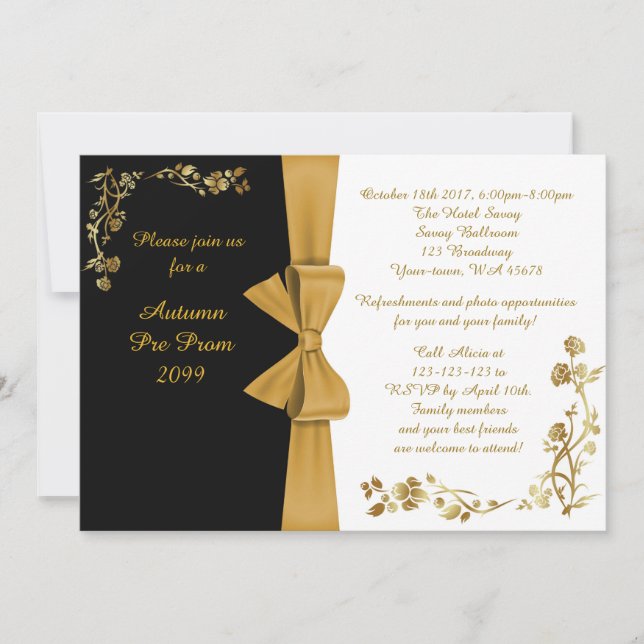 Vor-Abschlussball Einladung, weiß-u.-schwarz, UAWG Einladung (Vorderseite)