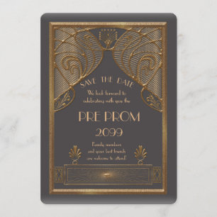 Vor Abschlussball Junior, großes Gatsby, Gold, Save The Date