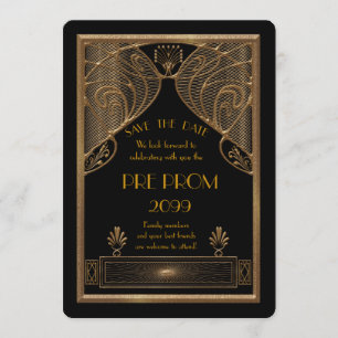 Vor Abschlussball Junior, großes Gatsby, Gold, Save The Date