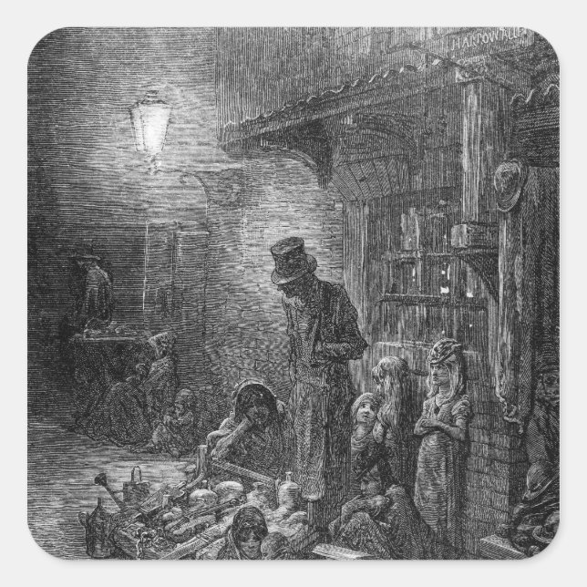 Vor Billingsgate, Aussicht auf die Harrow Alley Quadratischer Aufkleber (Vorderseite)