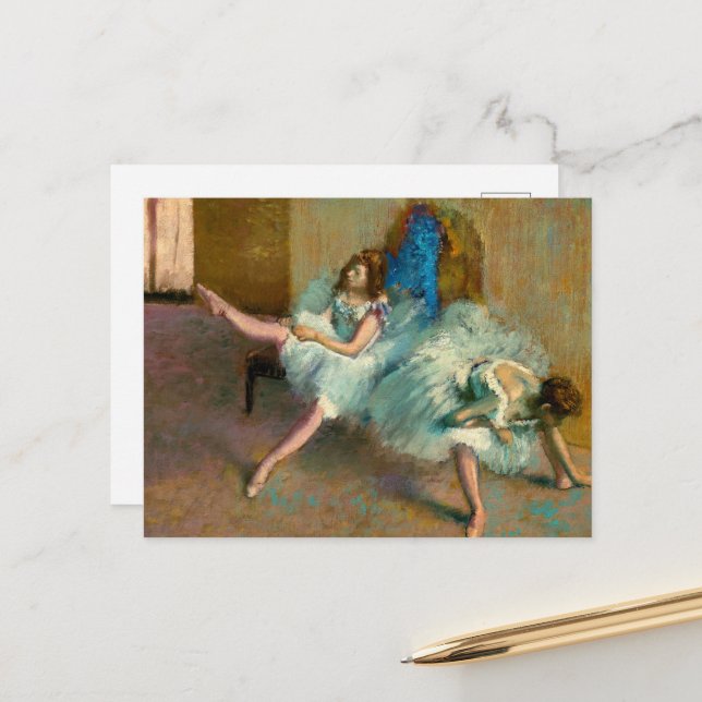 Vor dem Ballett von Edgar Degas Postkarte (Vorderseite/Rückseite Beispiel)