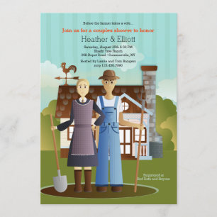 Vor dem Bauer nimmt eine Ehefrau Einladung