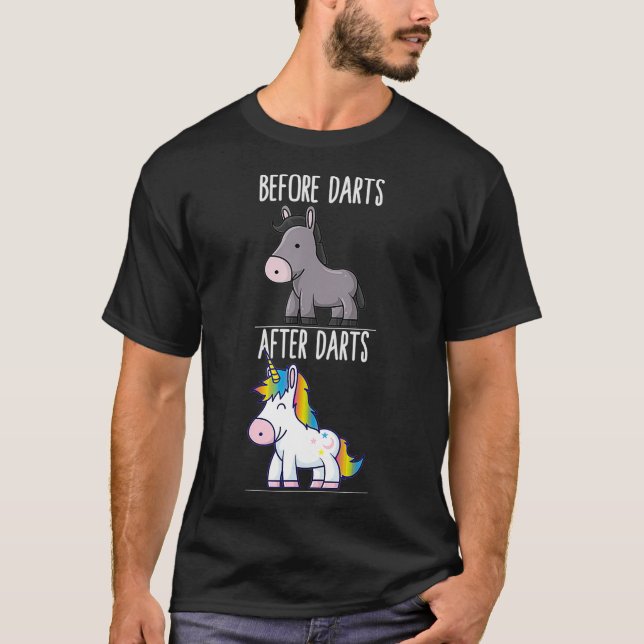 Vor dem Darts Unicorn Dart Player T-Shirt (Vorderseite)