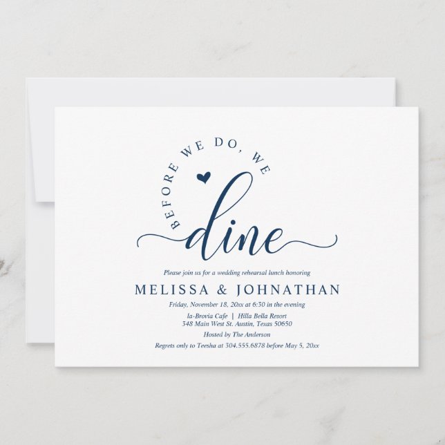 Vor dem glücklichen Ever nach Hochzeit Probe Abend Einladung (Vorderseite)