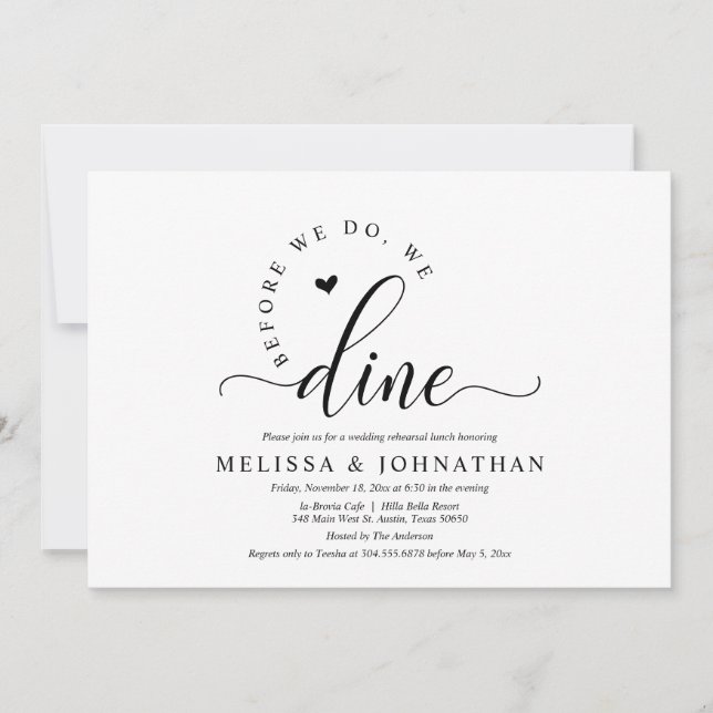 Vor dem glücklichen Ever nach Hochzeit Probe Abend Einladung (Vorderseite)