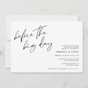 Vor dem großen Hochzeitstag Probe Dinner Einladung