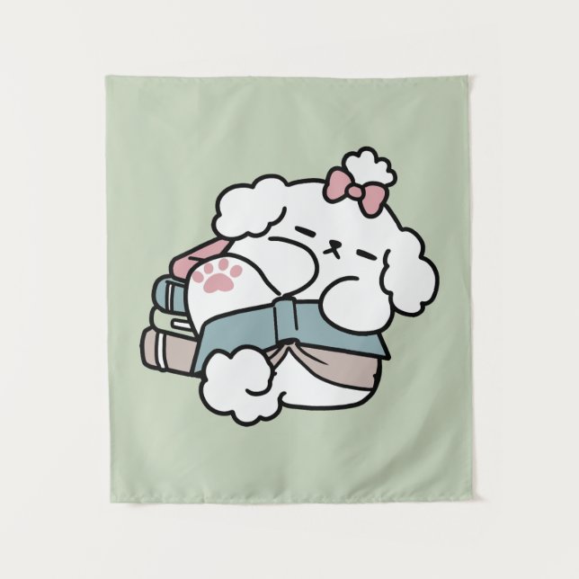 Vor dem Schlafengehen mit meinem Nachwuchs - Buch  Wandteppich (Vorderseite)