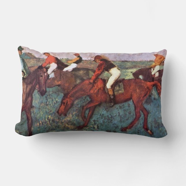 Vor dem Start des Jockeis-Trainings - Degas-Malere Lendenkissen (Vorderseite)