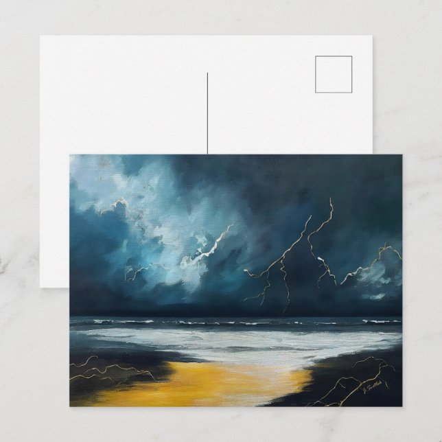 Vor dem Sturm – Abstrakte Meereslandschaft Postkarte (Vorne/Hinten)