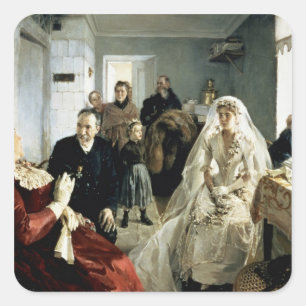 Vor der Hochzeit, 1880er Quadratischer Aufkleber
