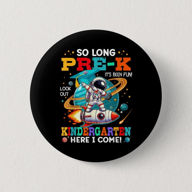 Vor-k Abschluss Funny Preschool Graduate Boys Gir Button (Vorderseite)
