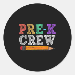 Vor-k-Crew-Funny-Pre-k-Lehrer geben zurück zu Scho Runder Aufkleber