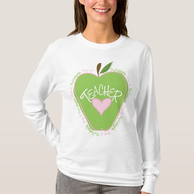 Vor k-Lehrer-rosa und grünes Apple T-Shirt (Vorderseite)