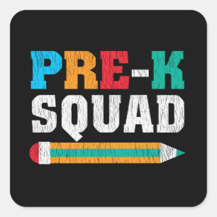 Vor-K-Schulleiter für Squad-Schüler - Matching Kid Quadratischer Aufkleber