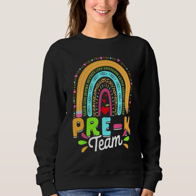Vor K Team Leopard Rainbow Zurück zur Schule Sweatshirt (Vorderseite)
