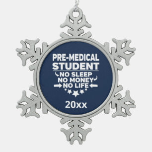 Vor-Medical Student No Sleep Life Athletic Navy Schneeflocken Zinn-Ornament