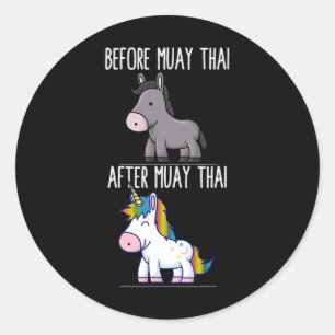 Vor Muay Thai Unicorn Kämpfen Boxing Runder Aufkleber