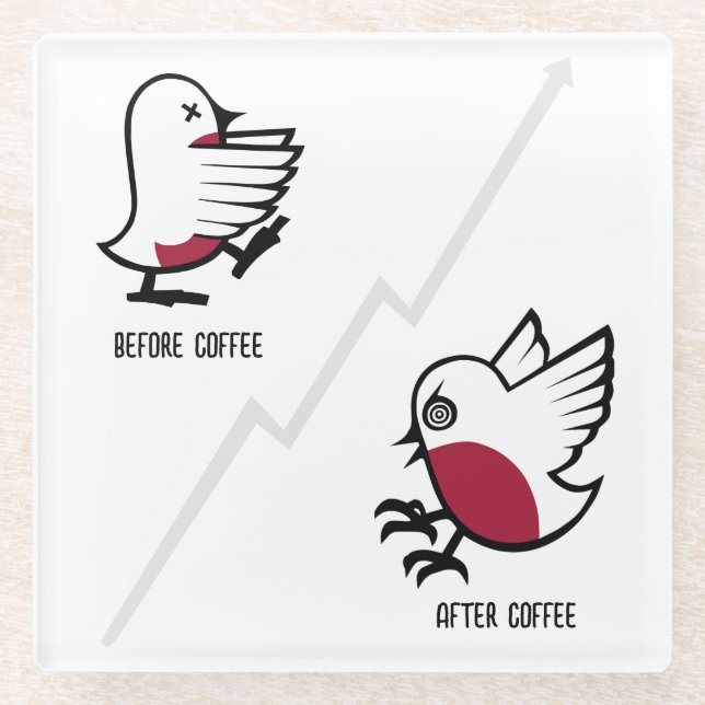 Vor & nach dem Kaffee Zombie an Frenzy Funny Robin Glasuntersetzer (Vorderseite)