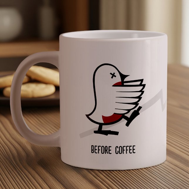 Vor & nach dem Kaffee Zombie an Frenzy Funny Robin Jumbo-Tasse (Von Creator hochgeladen)