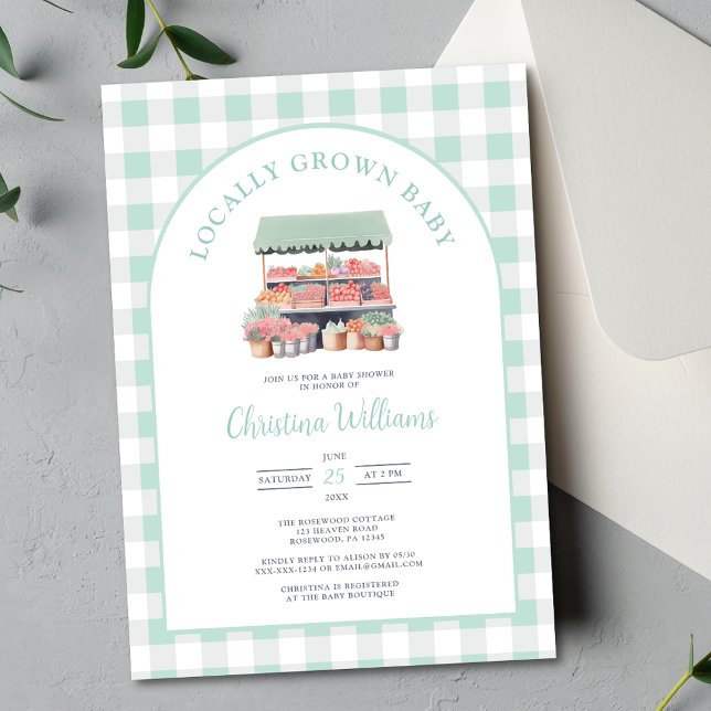 Vor Ort angebaute Gender-Neutral-Green-Baby-Dusche Einladung (Von Creator hochgeladen)