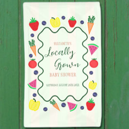 Vor Ort gebaute Baby-Dusche auf dem Bauernmarkt Banner