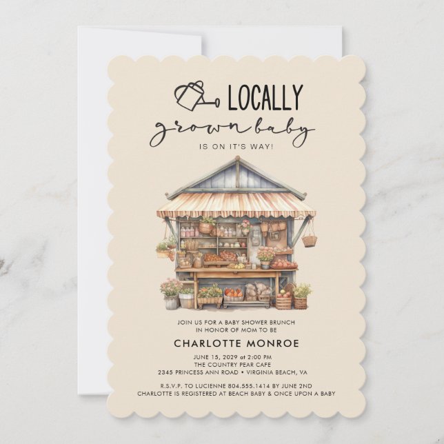 Vor Ort gebaute Baby-Dusche auf dem Bauernmarkt Einladung (Vorderseite)