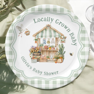 Vor Ort gebaute Baby-Dusche auf dem Bauernmarkt Pappteller