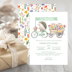 Vor Ort gebaute Baby-Dusche Einladung Grüne Floral