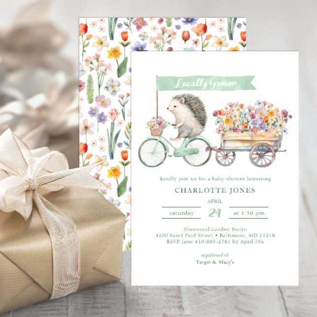 Vor Ort gebaute Baby-Dusche Einladung Grüne Floral (Whimsical Baby Shower Invite)