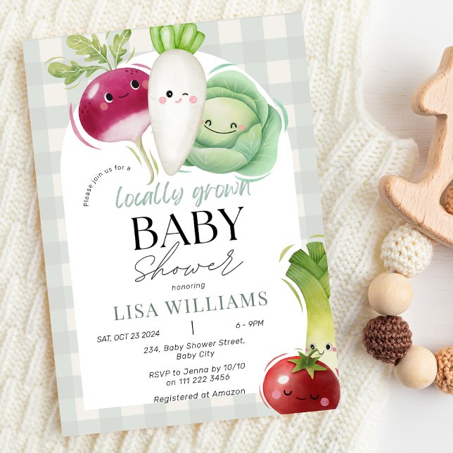Vor Ort gebaute Baby Farmer's Market Babydusche Einladung (Locally Grown Baby Cute Farmers Market Baby Shower Invitation)