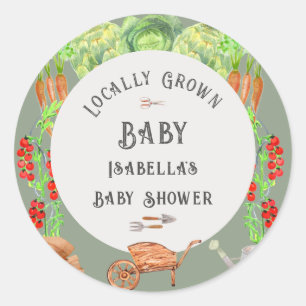 Vor Ort gebaute Baby-Sage Green Baby-Dusche Runder Aufkleber