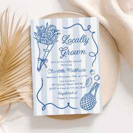 Vor Ort gezüchtete Blue Hand Drawn Baby Shower Einladung